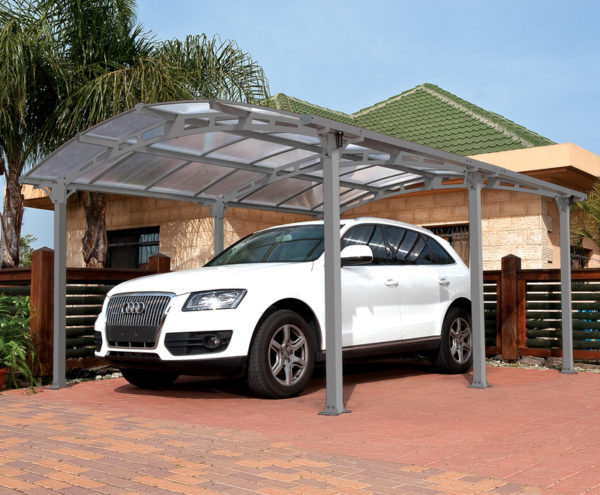 WIND RESISTANT CAR SHED WITH POLYCARBONATE SHEET